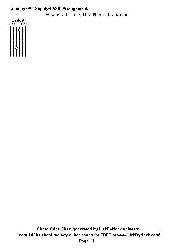 Chord Grids Chart of chord melody fingerstyle guitar song-Goodbye-Air Supply-BASIC Arrangement,generated by LickByNeck software.